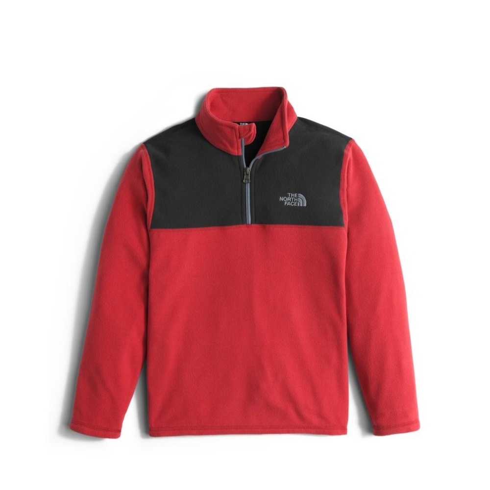The North Face Kids Red and Black Quarter-Zip Fleece